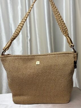Lina Gold Woven Shoulder Bag